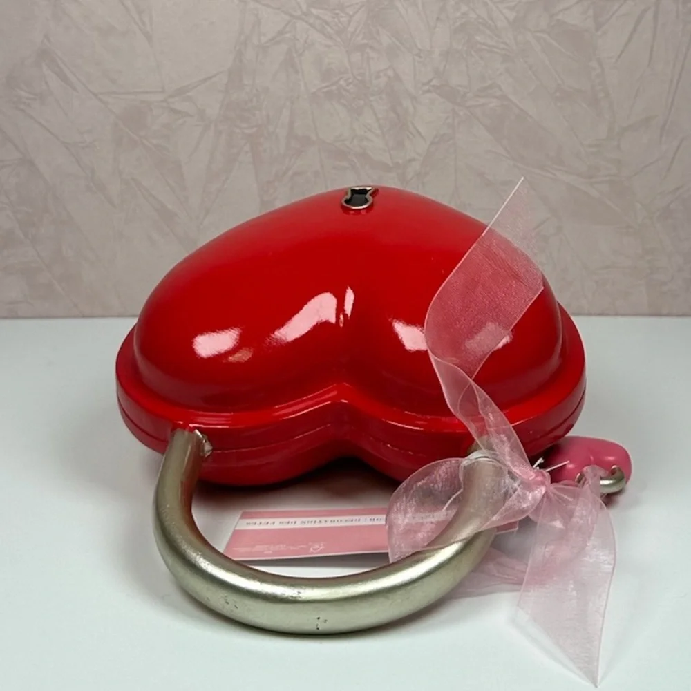 Bella Lux Red Heart-Shaped Decorative Lock with Key